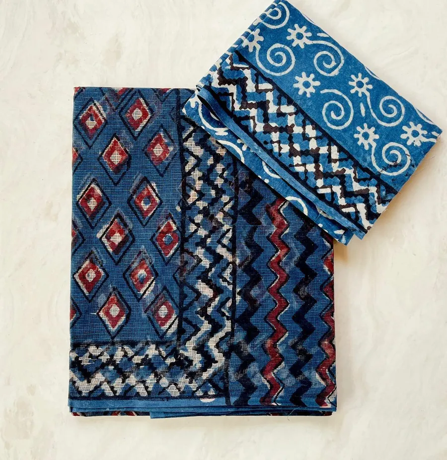 Traditional Bagru Print Kota Saree
